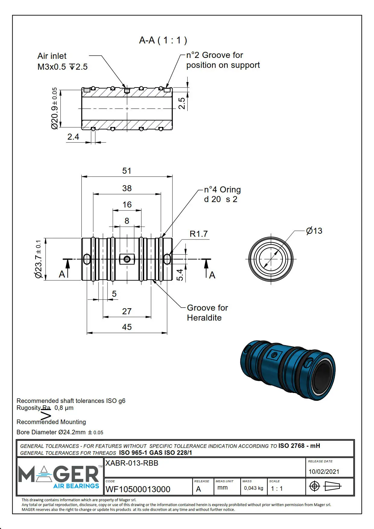 BEST SELL TOP QUALITY MADE IN ITALY GRAPHITE AIR BUSHING DIAM.13 RADIAL LOAD 38N FOR SEMICONDUCTOR  INDUSTRY