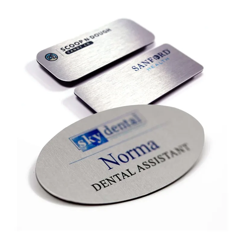 custom restaurant waiter stuff metal pin magnetic name tag badge