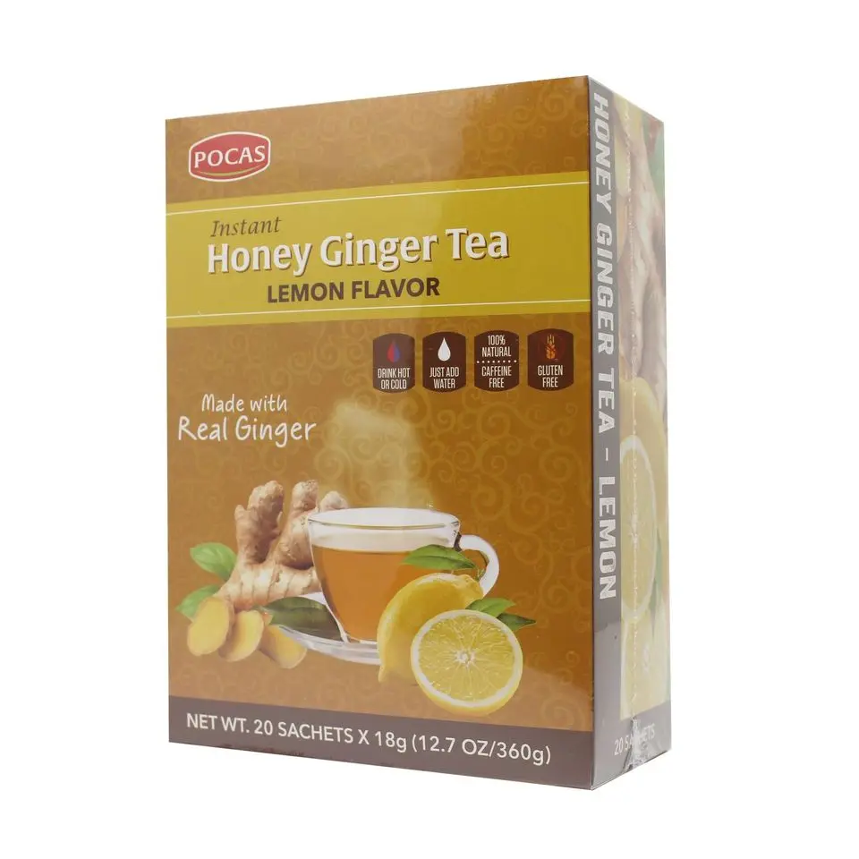 Pocas Instant Honey Ginger Tea 24 Boxes/20 Sachets 100% Natural Instant Honey Ginger Tea Made With Real Ginger