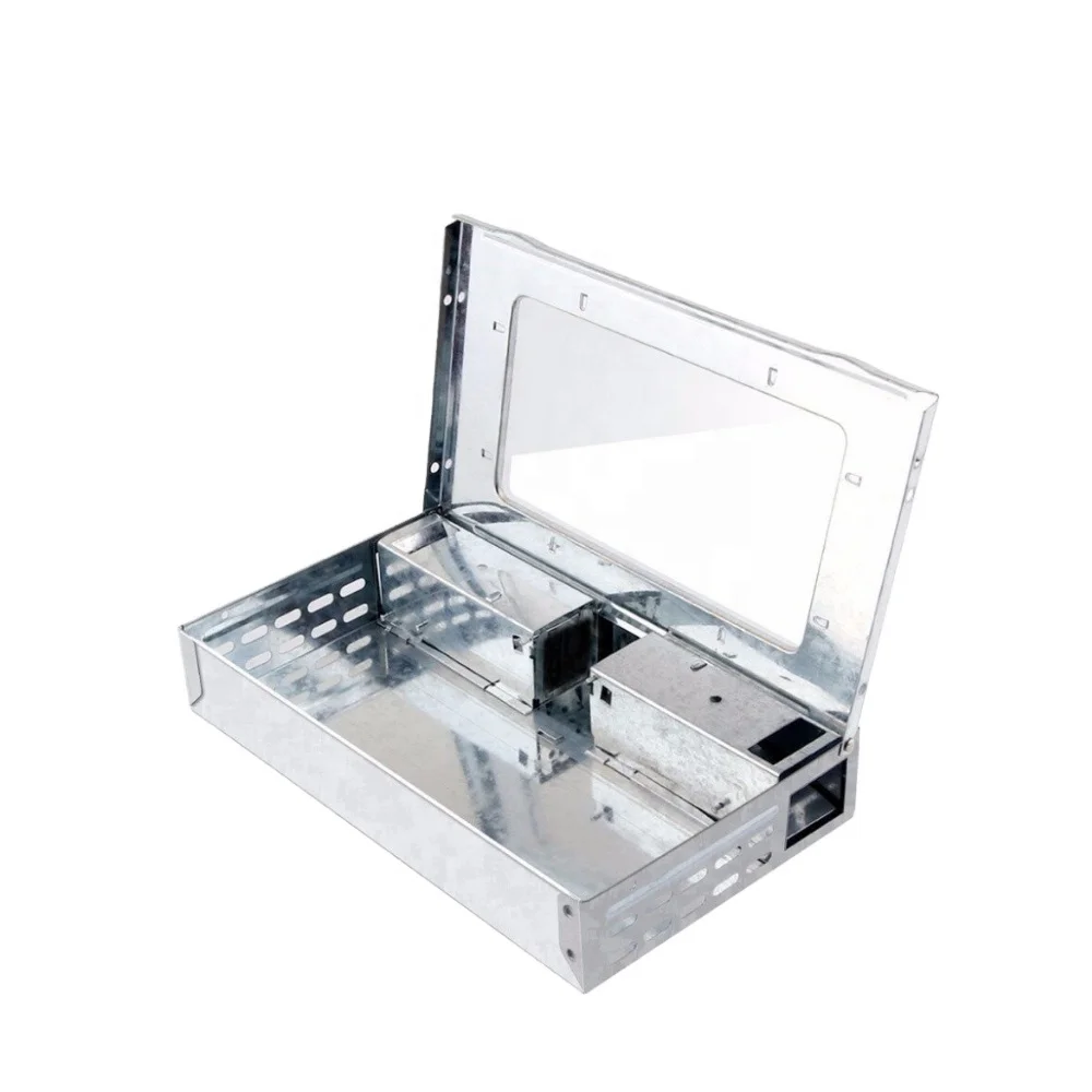 Metal Rat Trap Indoor Garden Galvanized Steel Human Nontoxic Galvanized Iron Mouse Trap With Double Door Bonus Mini Easy SetTrap
