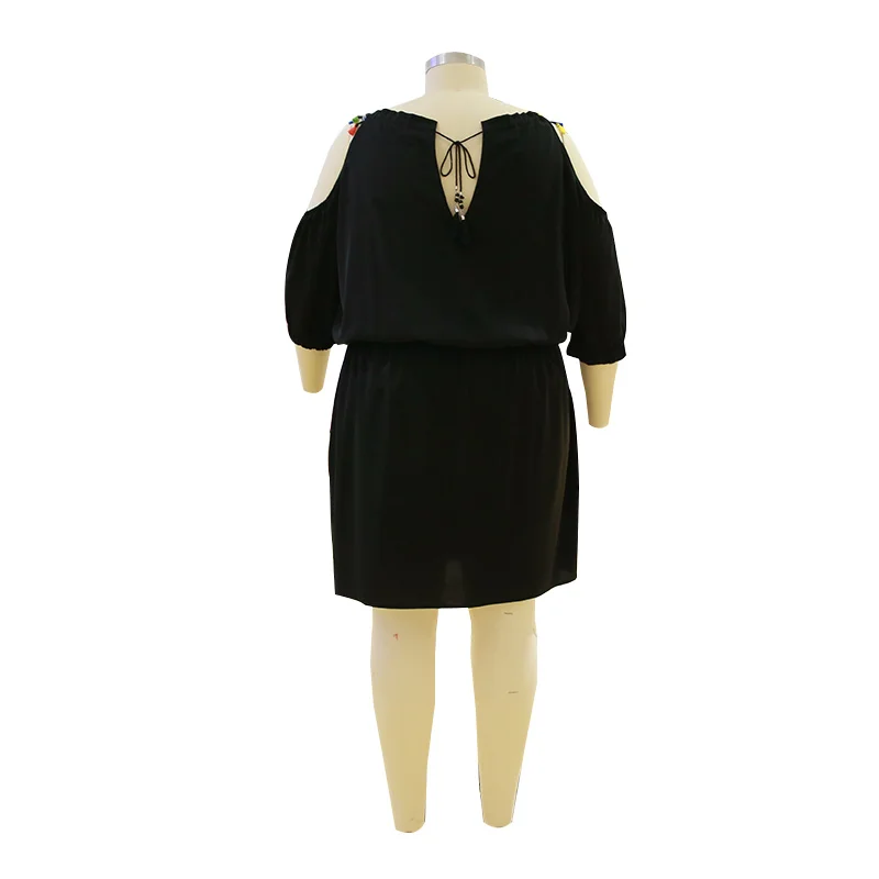 
Dropshipping short sleeve black color casual cotton dresses women summer clothing 