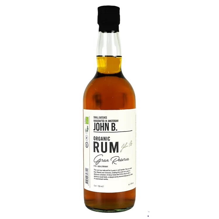 Dark Rum Gran Reserva, 8 y.o. Cask Strength, Bottle, 700 ml. Brand John B. Organic Certified