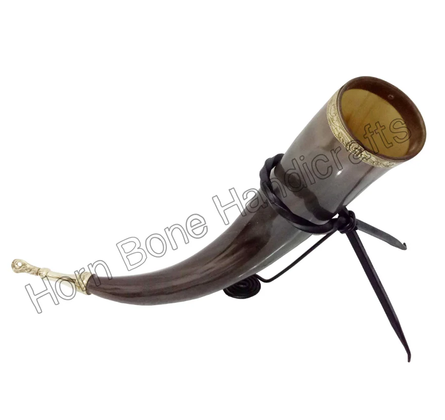Real 100% Natural Best Quality of Viking Drinking Horn With Leather Holder Authentic & Food Safe Cup No Leaks Norse Drinking