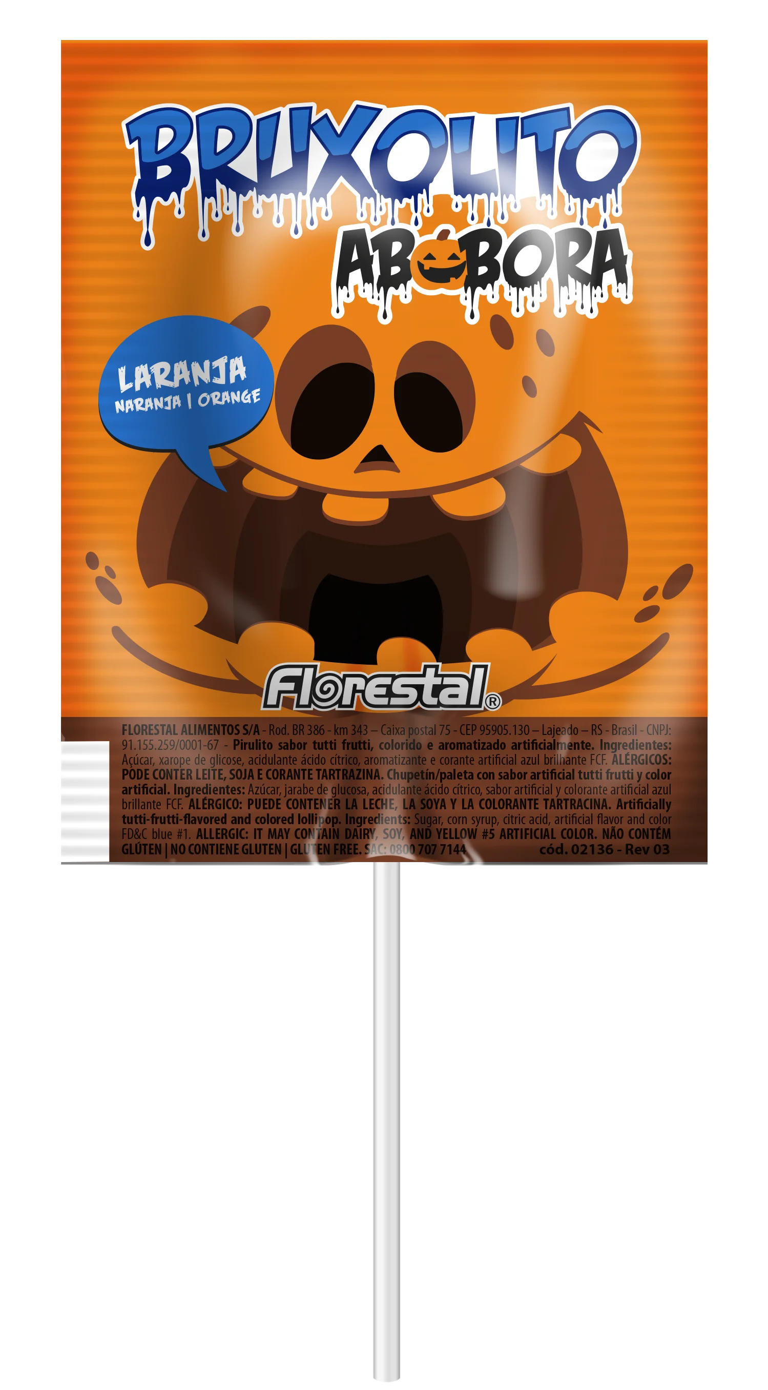 82110 - Bruxolito Pumpkin Grape and Orange Tongue Tattoo Pops 10g 24x50un