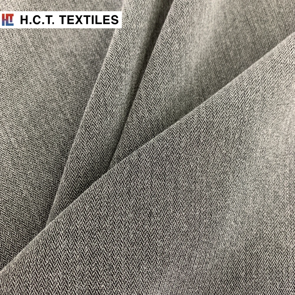 4 way stretch herringbone bamboo woven fabric recycled polyester 205g for women clothing