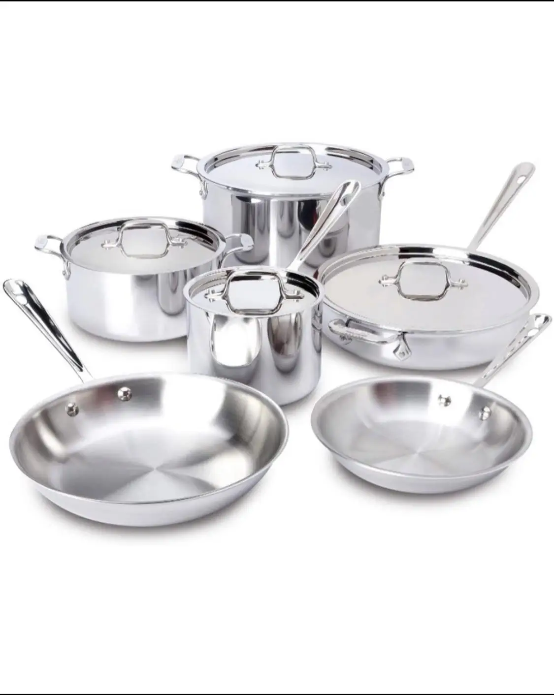 All-Clad 401877R Stainless Steel 3-Ply Bonded Dishwasher Safe Cookware Set