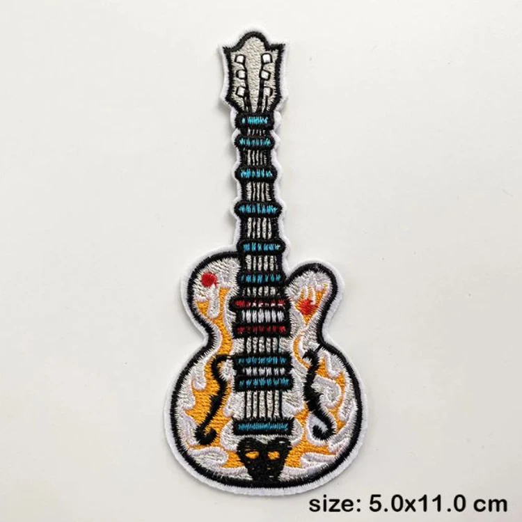 Guitar Rock Guitar Band Patches Creative Badges for Cloth Amazing Embroidered Patch DIY Applique Stickers