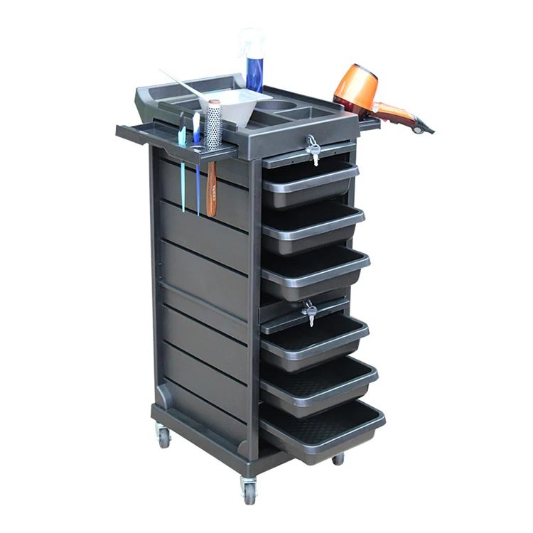 Barber shop ironing and dyeing trolley beauty salon black multi-layer trolley trolley cart salon