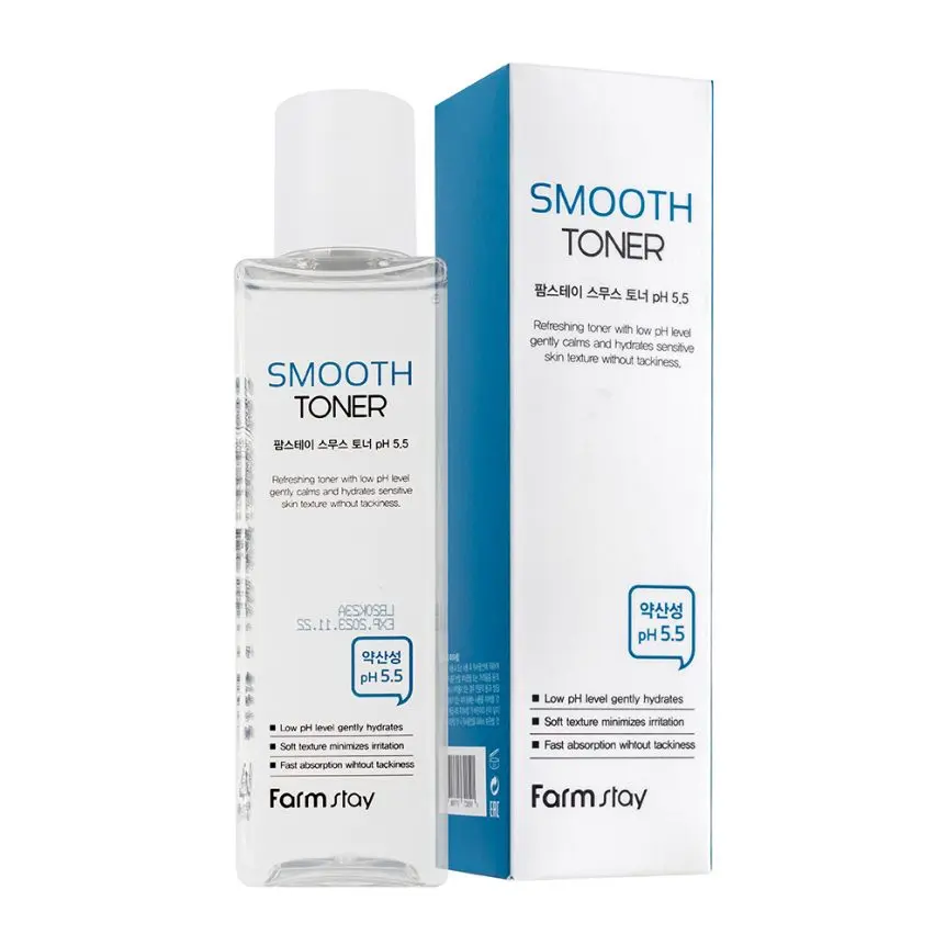 Korea cosmetic FARMSTAY SMOOTH TONER PH 5.5 remove dead skin AHA BHA PHA Kbeauty made in korea