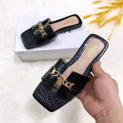 2022 Low Price Soft and Comfortable RTS Slip On Flats Square Head Sandals for women open toe slippers