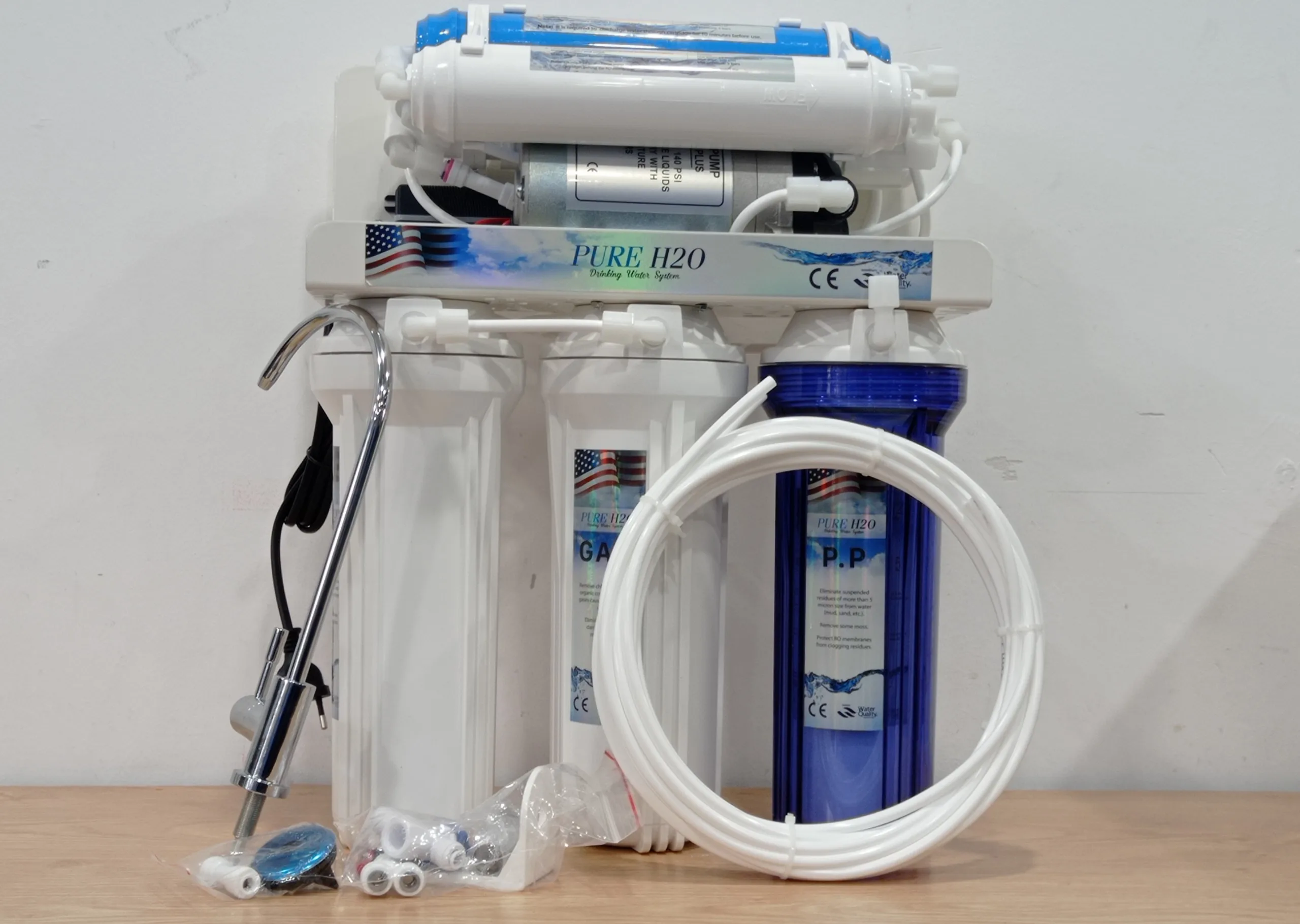 6 Stage Alkaline RO Water Filter LIVOTEC with 75 GPD RO membrane and 4G Plastic water storage tank