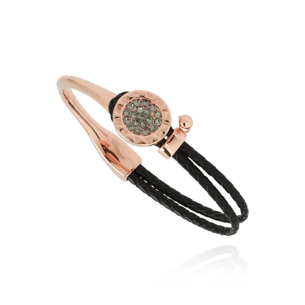 
Браслет из коровьей кожи на латунной основе с покрытием из розового золота 