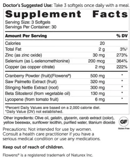
Prostate Health With Saw Palmetto Supports Prostate Function, Bladder Health And Peak Urinary Flow 90 Softgels 