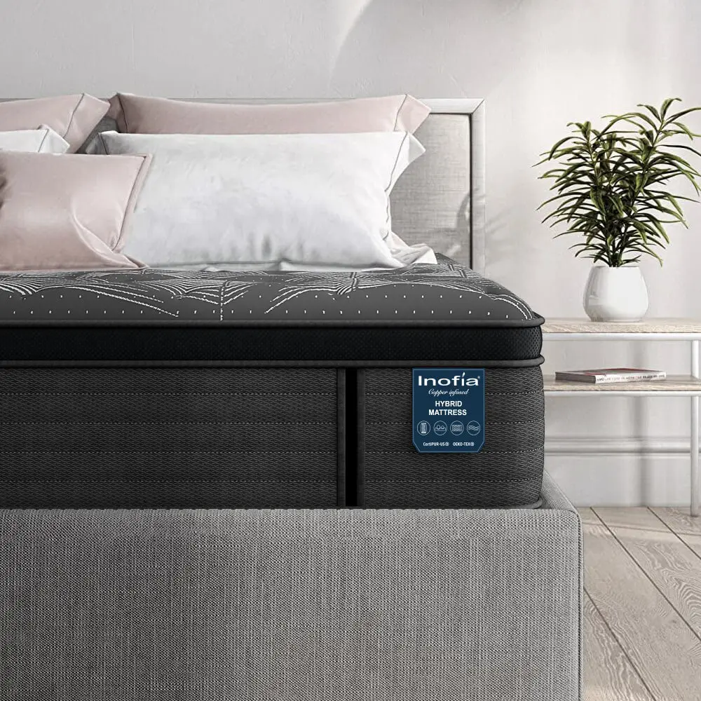 35cm Plush Organic Wool Latex Mini Pocket Spring Foam Encasement Hybrid Mattress