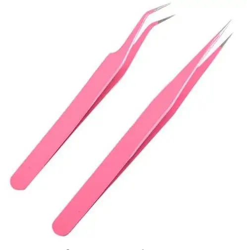 2PC volume lash tweezers professional high stainless eyelash tweezers eyelash extension