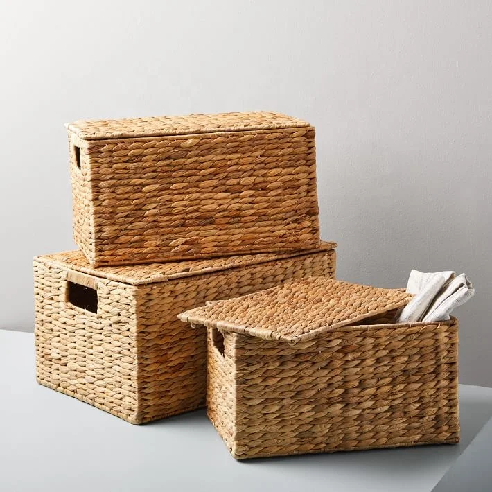 Nice design set of 4 foldable water hyacinth baskets foldable storage baskets from Vietnam