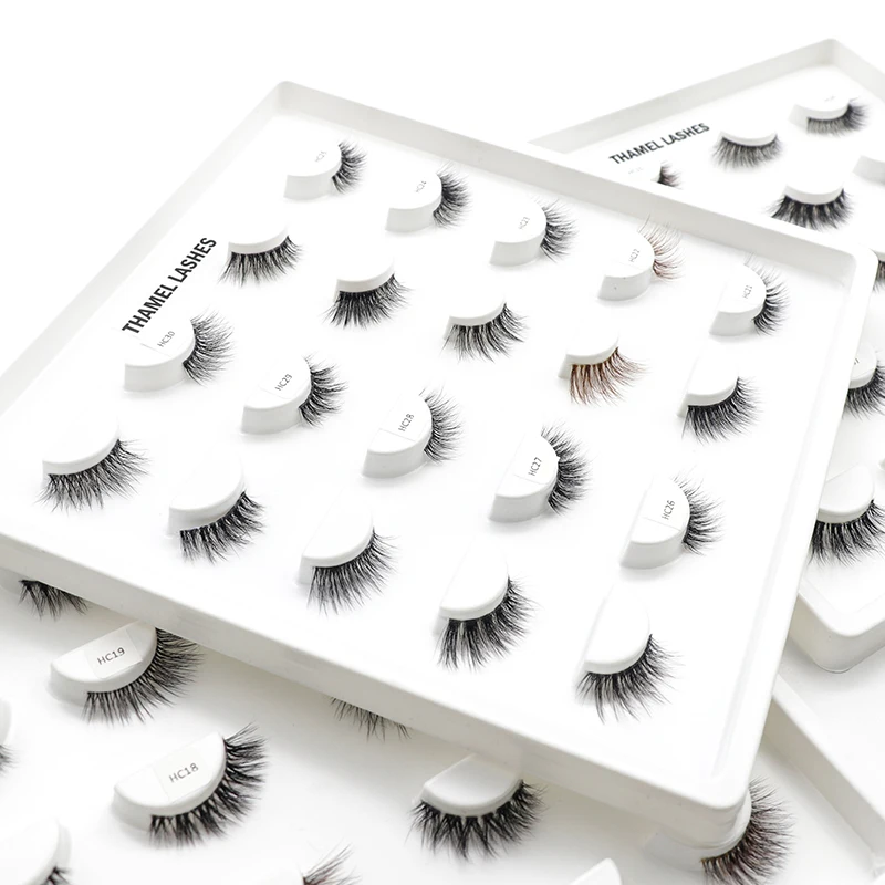 Qingdao Factory Vendor 3D Faux Mink Eyelashes Vegan Half Band Nature Invisible USA Market 5 Pairs Lashes Set Book