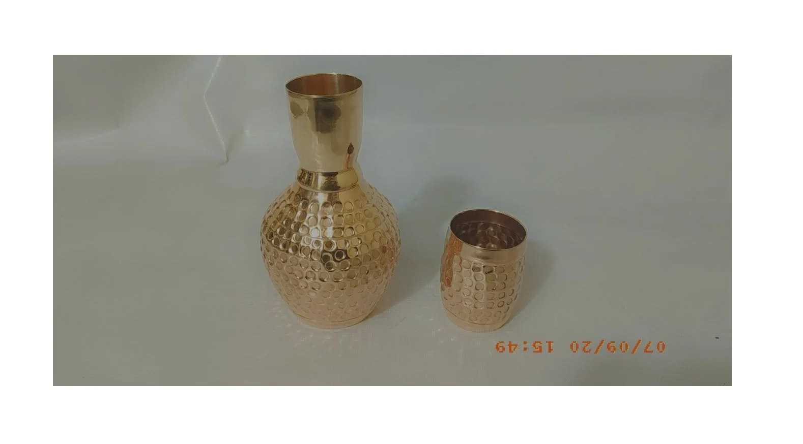 Pure Copper Hammered  Matka with Glass - 750 ml hammered copper bucket