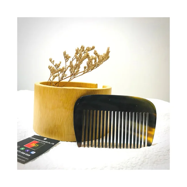 HORN COMB 100% MADE OF VIETNAM  BUFFALO HORN - Luxury handmade Small and short Buffalo Horn Massage, Carving Beauty Comb