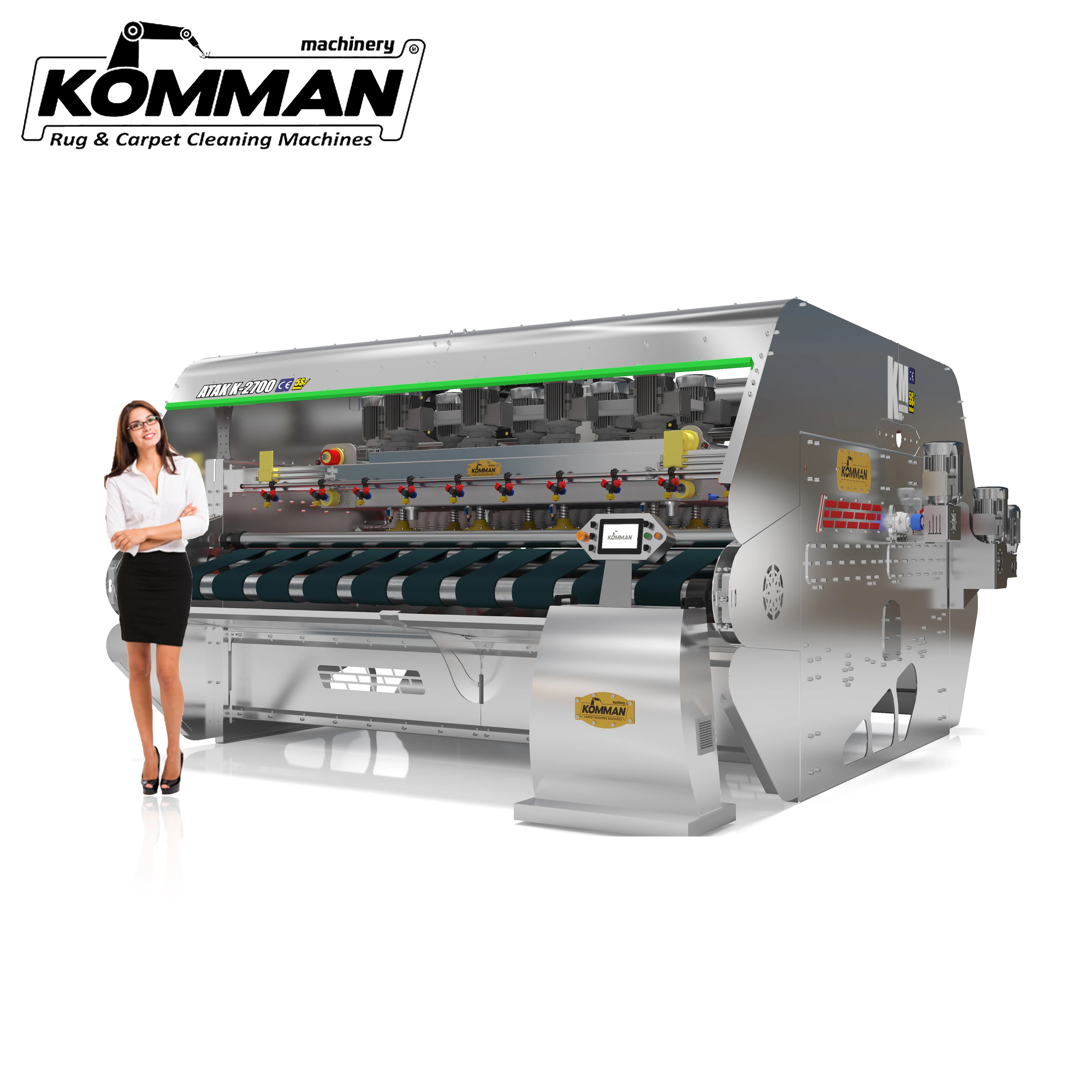 
Full Inox Automatic Industrial Carpet/Rug Cleaning Machine- Commercial Rug Washer.2.70 meters conveyor surface Atak K 2700 