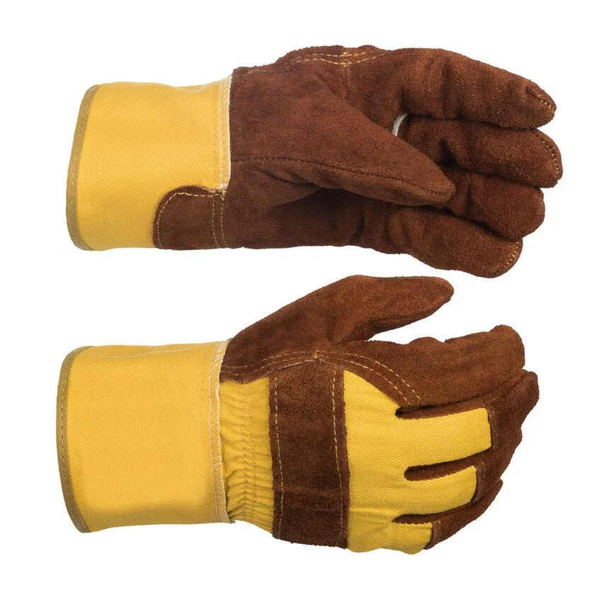 1 пара защитные кожаные рабочие перчатки для мужчин, перчатки для риггеров в саду, рабочие перчатки (размер L, в клетку)