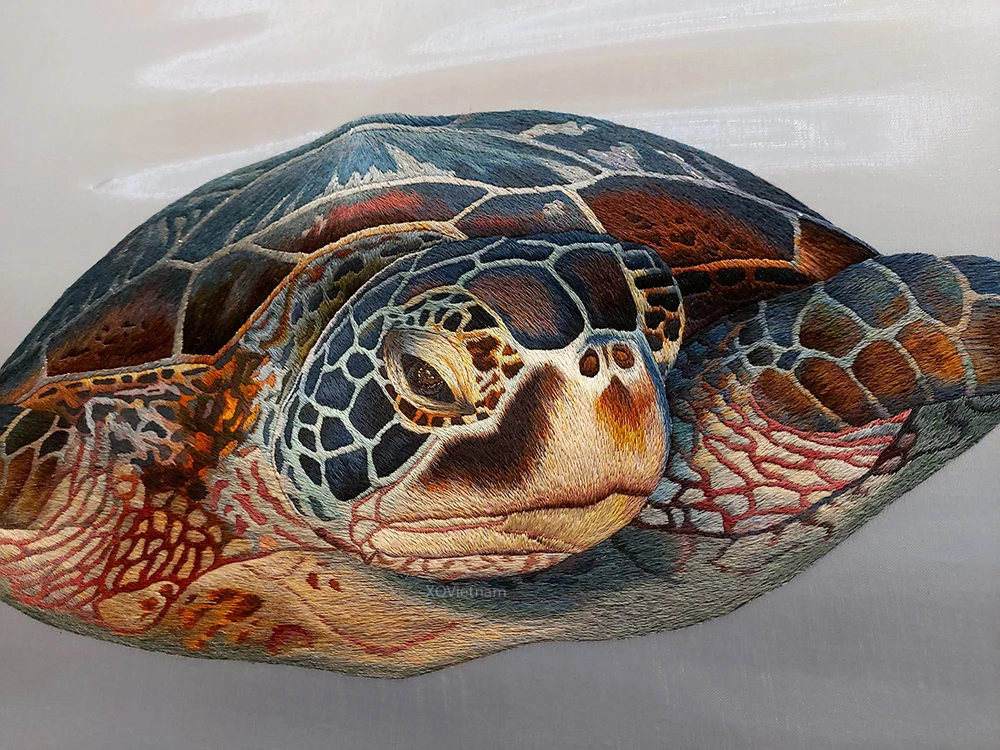 Mordern Style Turtle Paintings Soul Of The Ocean Animal Embroidery Artworks with Best Price