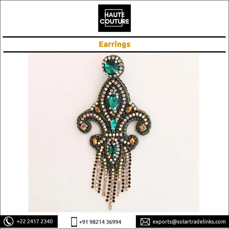 New Design Fashion Jewelry Hand Embroidered FLEUR DE LIS Handmade Earrings for Women at Affordable Market Price for Sale