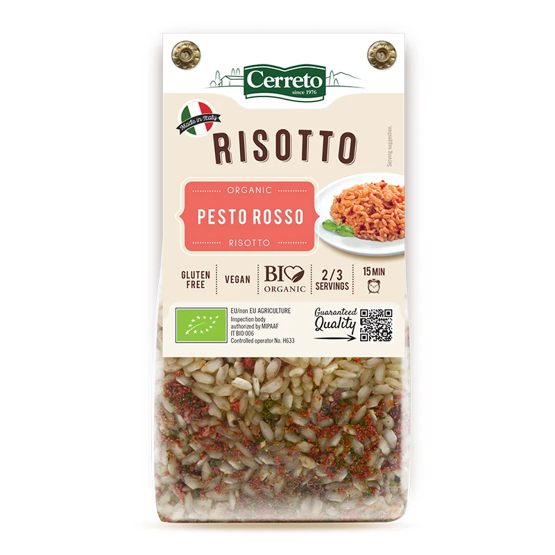 Best Italian Quality Organic meal Ready to cook fast Pesto Rosso Risotto 210g