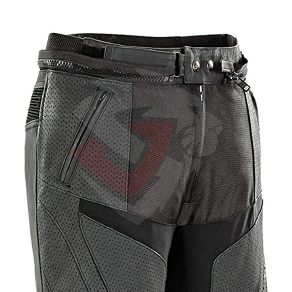 Mens Black Leather Motorcycle Pant Padded Trouser Motorbike Pant Padded Biker Racing Armor Pants