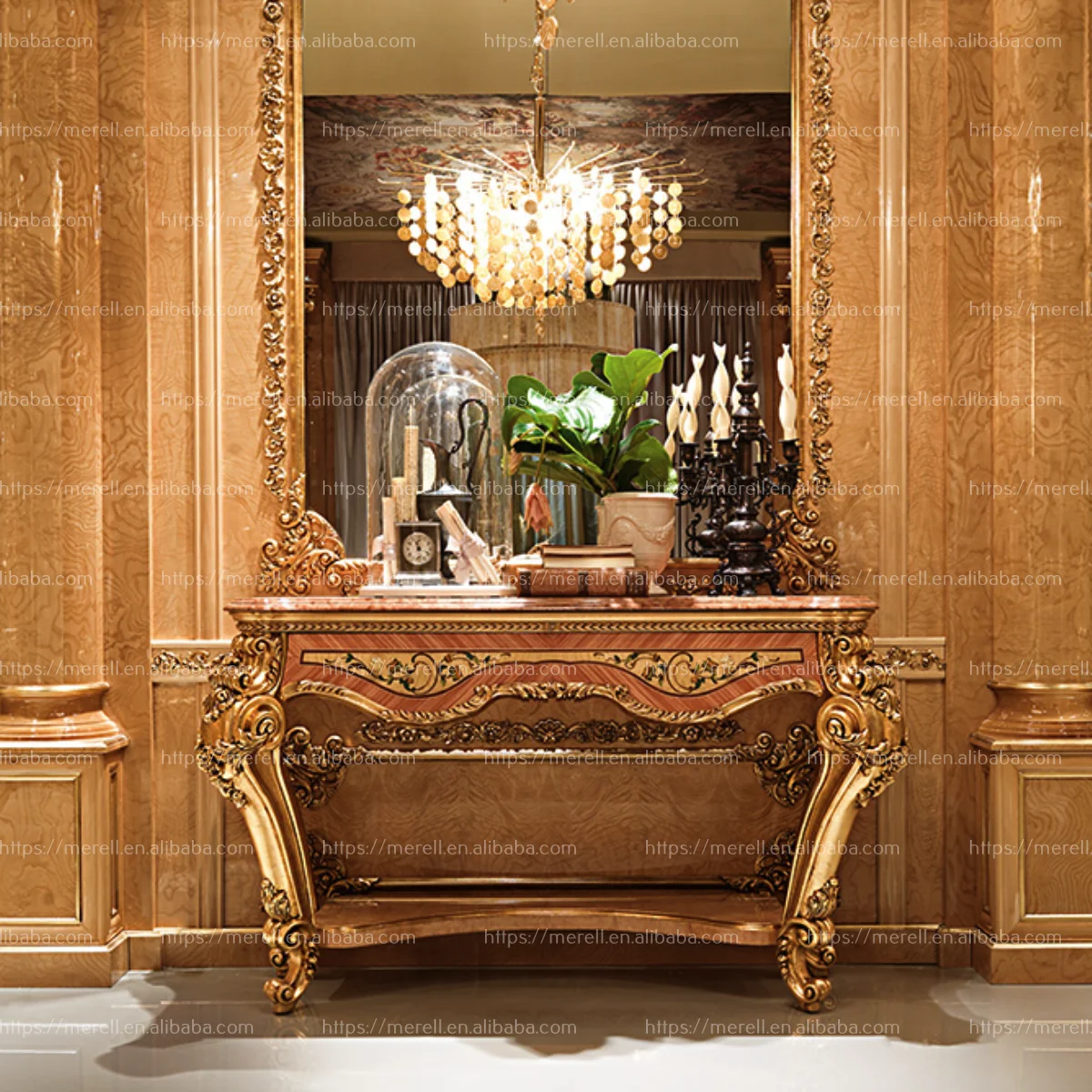 High end Customized wooden furniture Italian design antique Luxury Glass cabinet