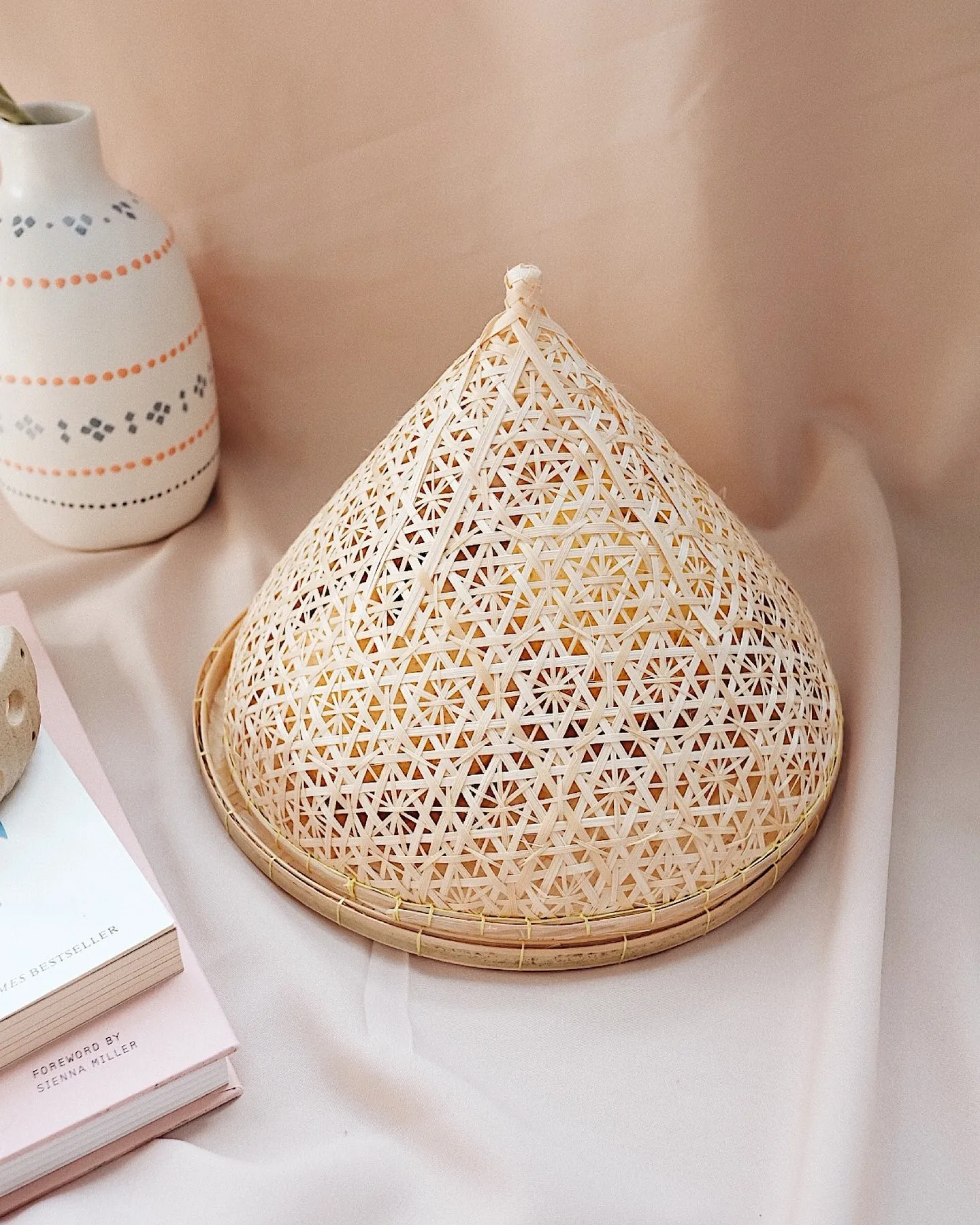 Modern style natural bamboo food cover wicker basket tent biodegradable supplier from Vietnam