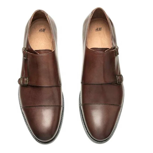 Super Feb Men Leather Party wear Double Monk Cow leather Shoes in black Brown and Tan colors