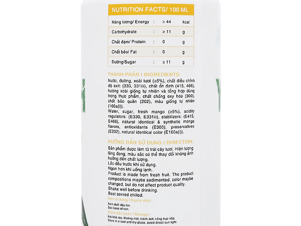 OEM manufacturer YOOH Brand Fresh Mango Juice can 240ml wholesale natural and pure fresh - squeezed