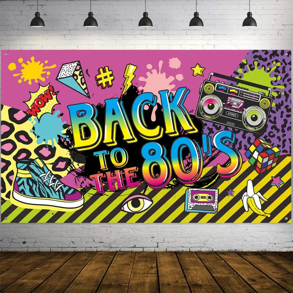 Photo Booth Backdrop Background Wall Decorating Kit 80s Party Decorations