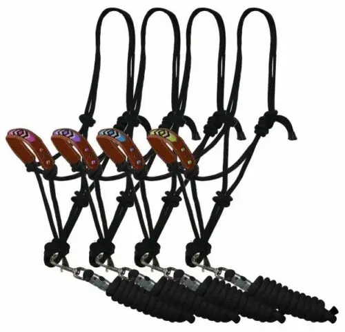Cowboy Knot Rope Halter w/ Leather Noseband NEW HORSE TACK