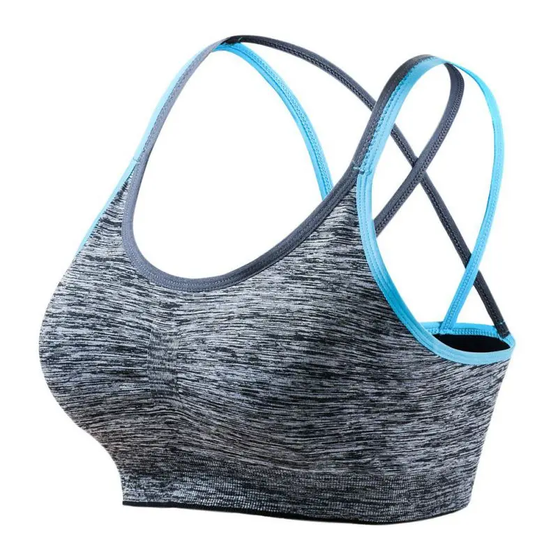 
top quality sports br back strips Shoulder strap custom LOGO Cross Shoulder Strap Fitness Yoga Gym Women Bra Seamless Sports Bra 