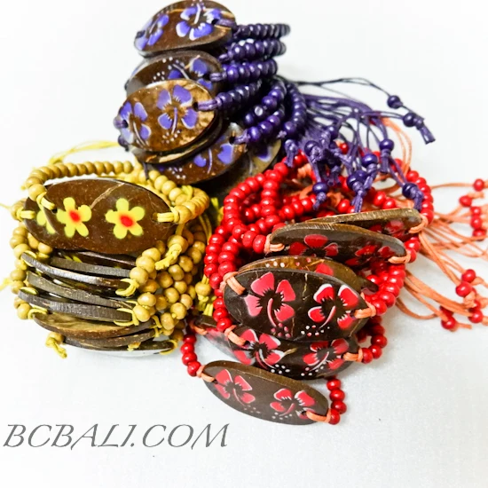 Handmade Wooden Coco Beads Bracelets Painting Mix Color Free Shipping Wholesale Price 300 Pieces Free Shipping