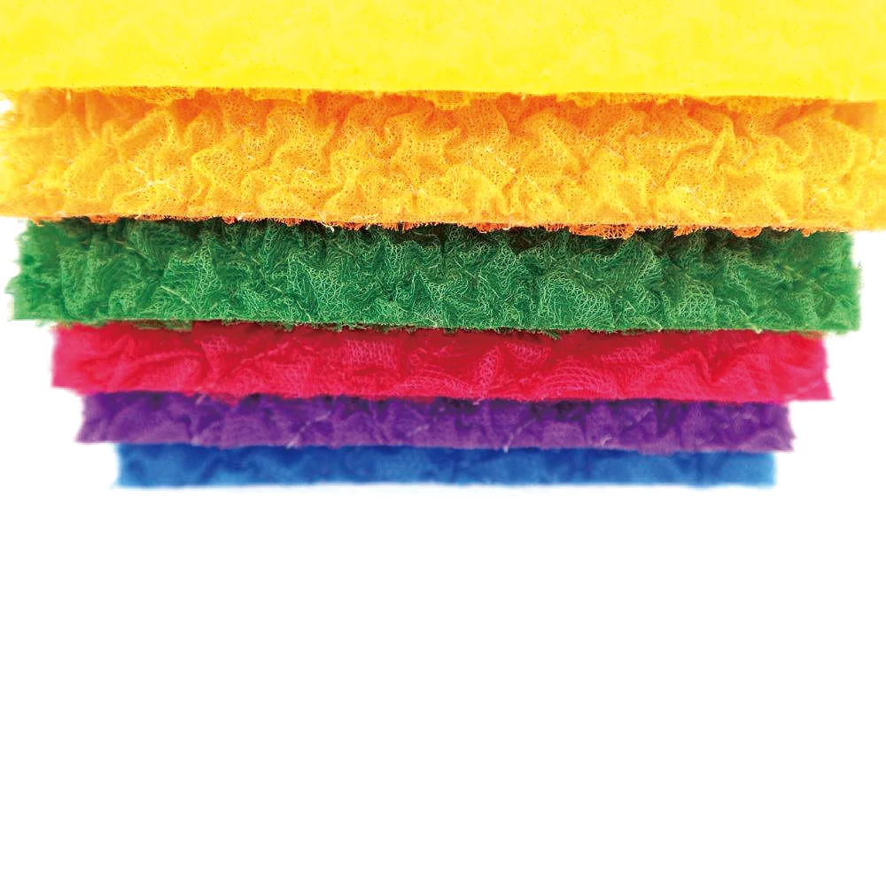Amazon Top Selling Triple Layer no glue with puff Quilt Form colorful Sponge Scrubber Crimp Scrubbing Cloth made by Korea