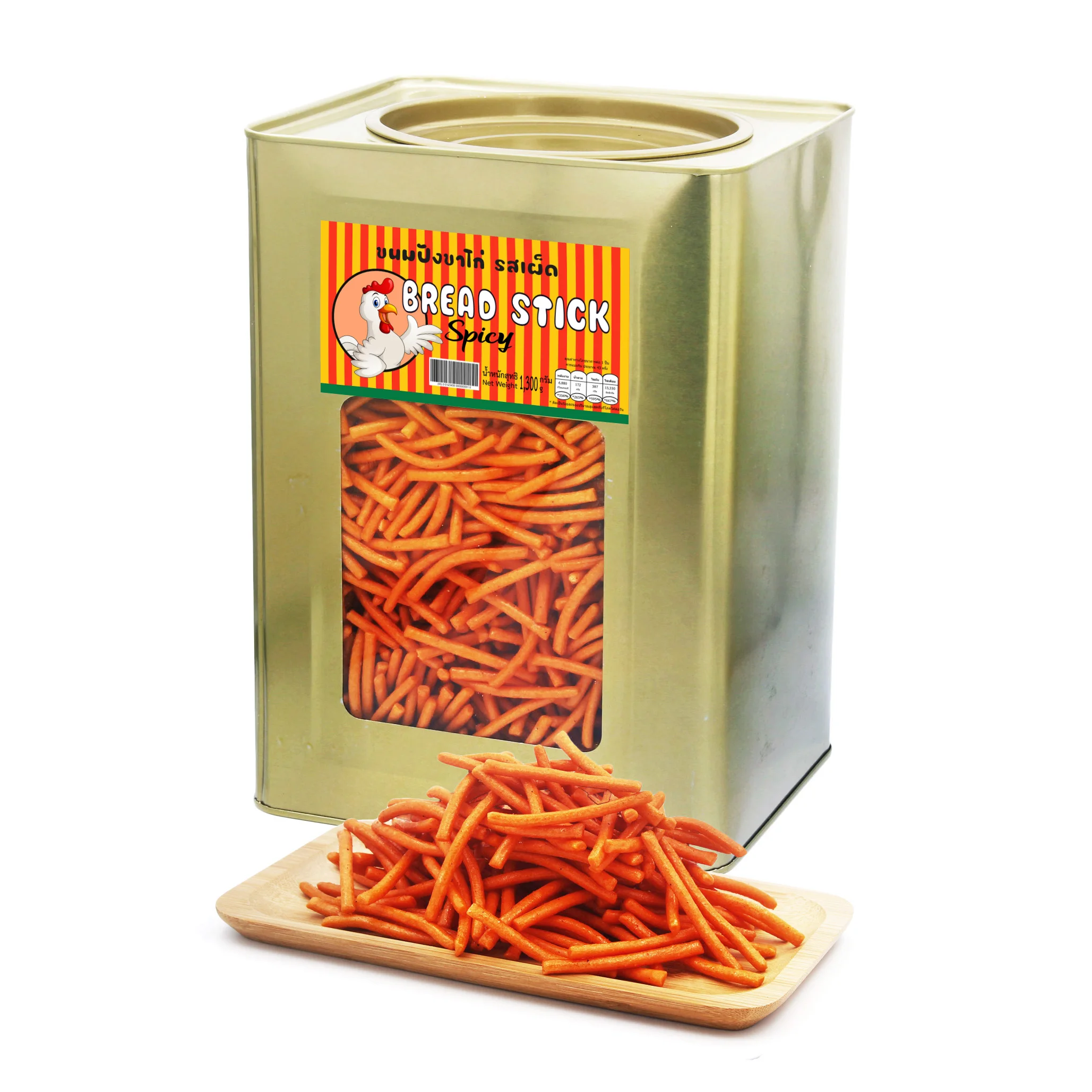 Thai bread sticks Spicy flavor Thai snack Crispy Thailand Breadsticks packing biscuit tin bucket 1.3kg Thai products wholesale