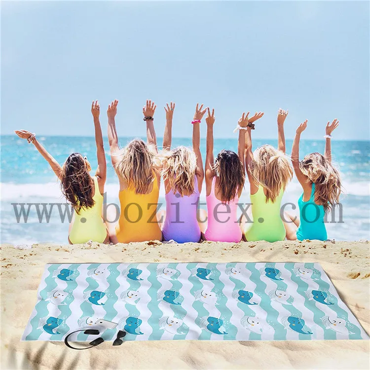 Hot sale Absorbent Sand Free printed beach microfiber travel towel for camping