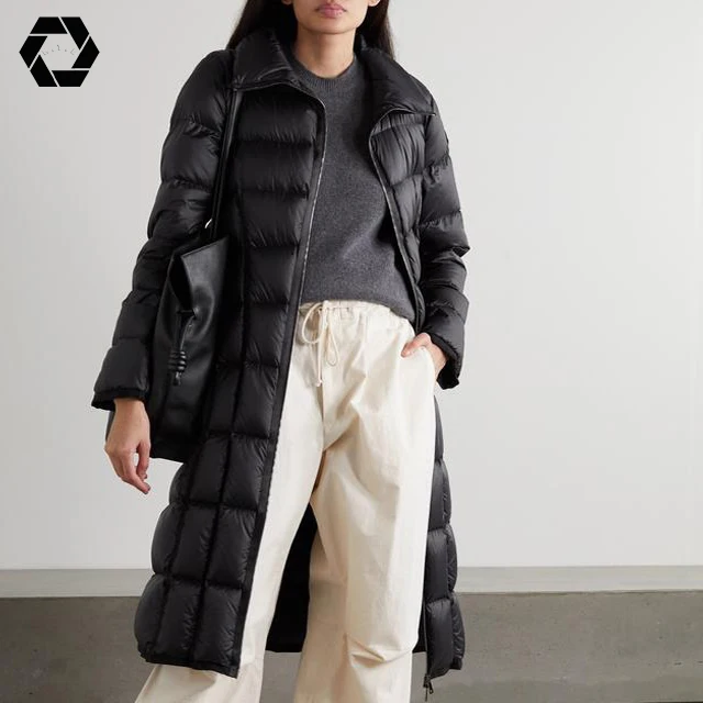 Черное Стеганое пальто-пуховик высокого качества ветрозащитные теплые классические женские пальто для дам (принимается оплата по PayPal)