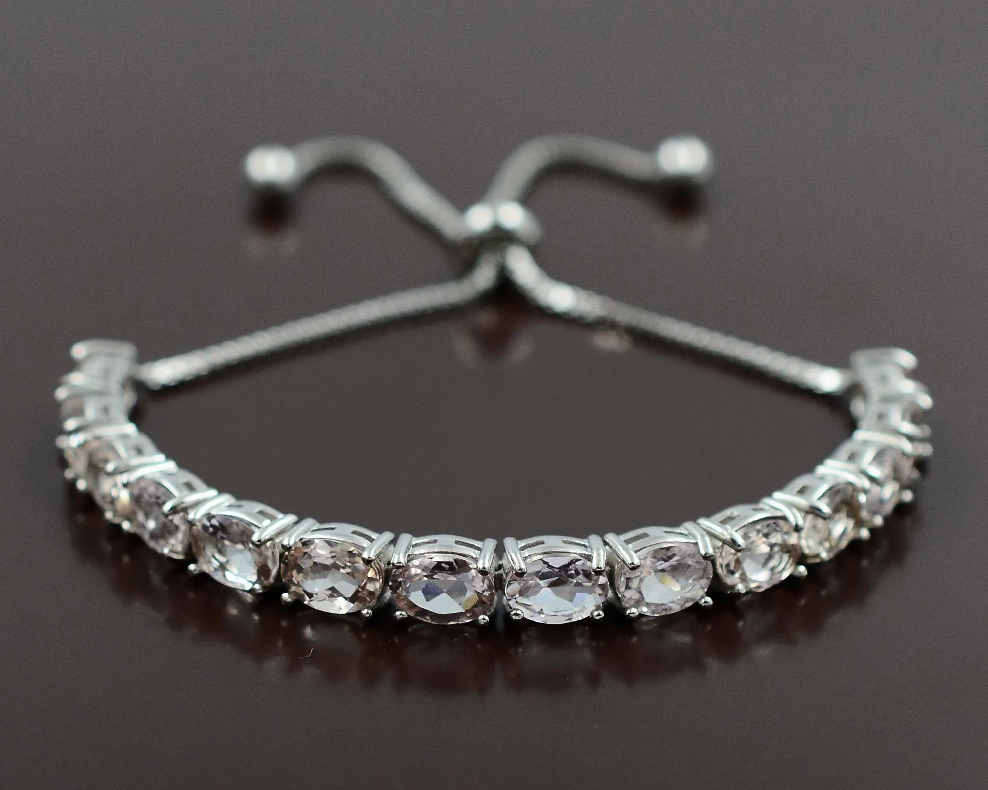 Top Quality Morganite 7x5 MM Natural Gemstone 925 Solid Silver For Women Bolo Tie Tennis Style Bracelet By Jaipur Manufacturer