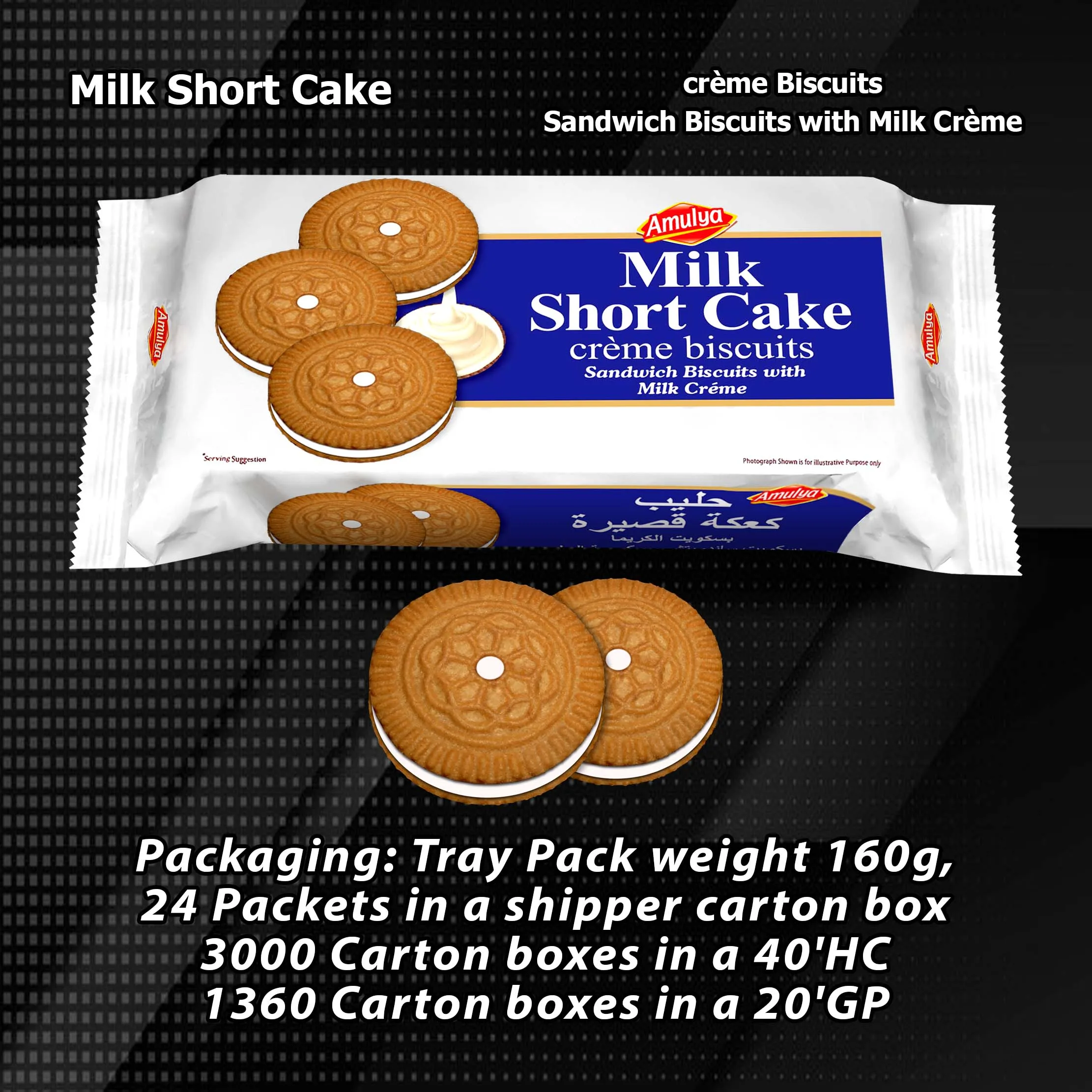 Extra Cream filled Shortcake creme sandwich cookies * Tempting Cocoa biscuits high quality Milk filling * Keep Fresh inner pack