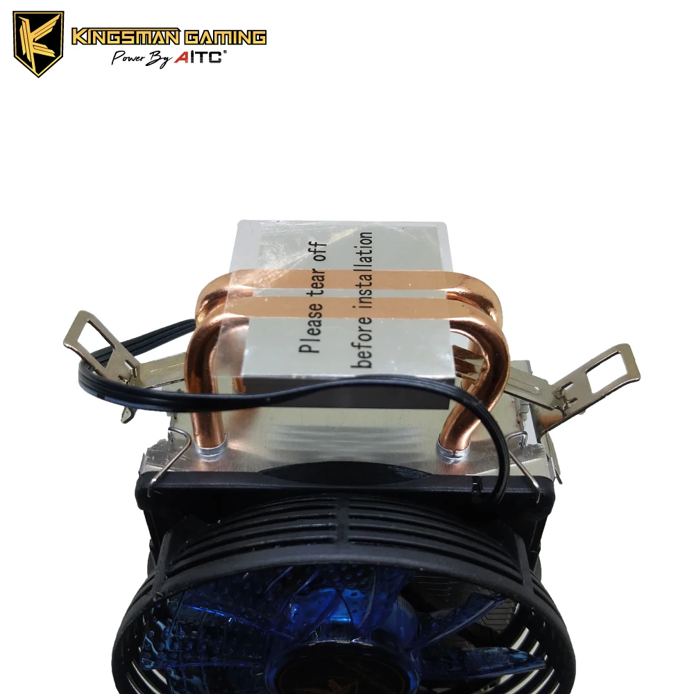 aluminum heatsink CPU cooler with 2 cooper Heatpipes and  blue led light