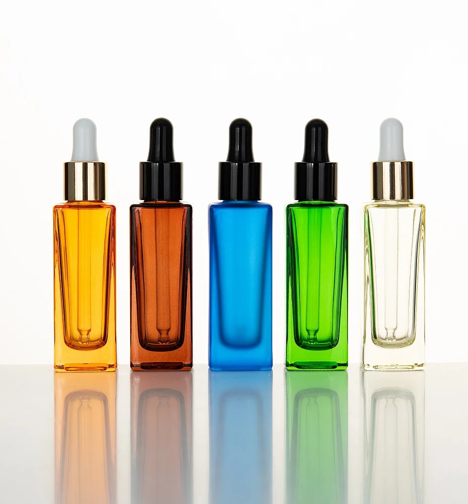 Top Selling Personal Care  Empty Cosmetic Packaging Flat Shoulder Glass Essential Oil Glass Essential Of Bottle Dropper Bottle