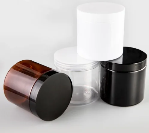 Factory Offer PET Empty Cosmetic Jars Plastic Cream Containers with Lid 50g 100g 150g 200g 250g 300g 400g 500g