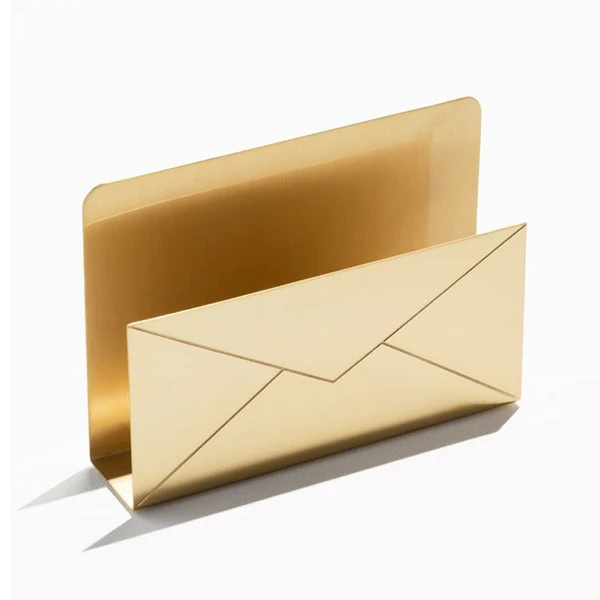 Antique Brass Metal Letter Holder Organizer Mail Rack