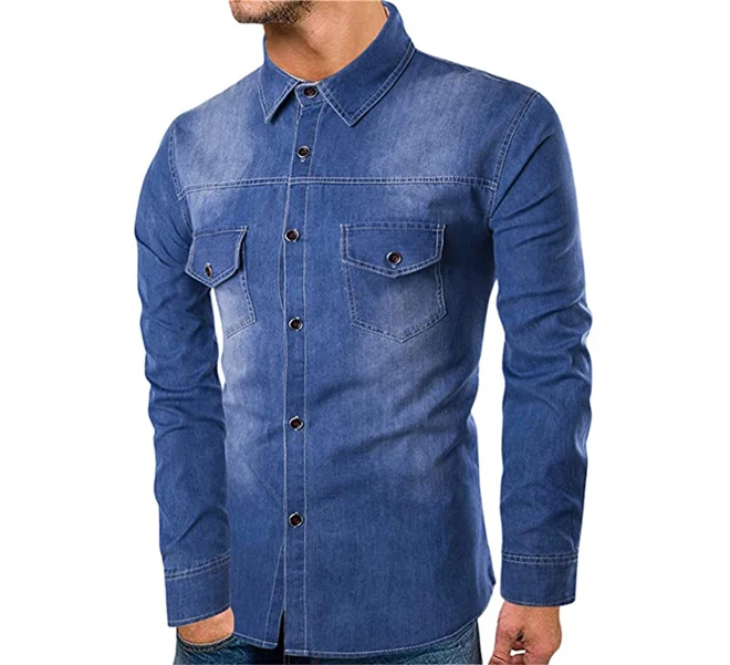 High Quality Mens Fashion Casual Wear Denim Shirts Top Trendy Design Hot Selling Washed Jeans Shirts for Mens