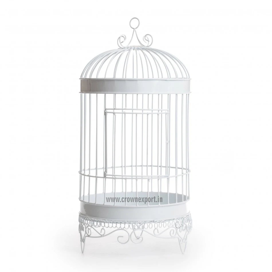 High Quality White Color Vintage Shape Hanging Bird & Parrot Cage Custom Size Handmade Wire Ornament for Pets