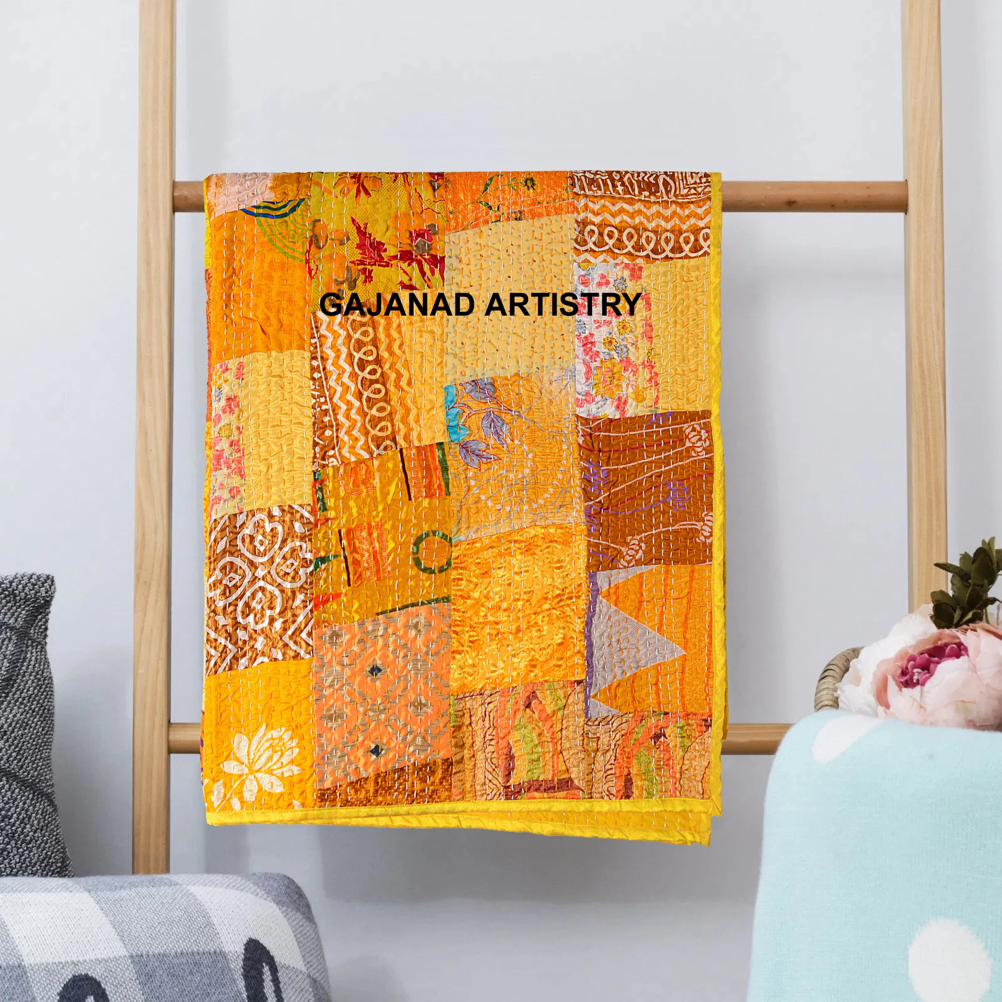 bohemian indian silk patchwork kantha quilt boho throw blanket bedspread quilting bedding hippie comforter queen handmade quilts